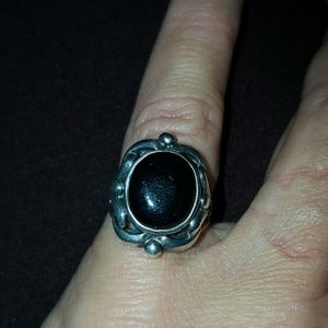 Sterling silver ring black stone