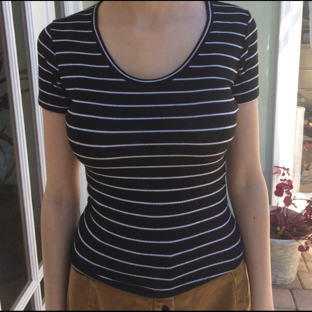 Black and white striped crop top