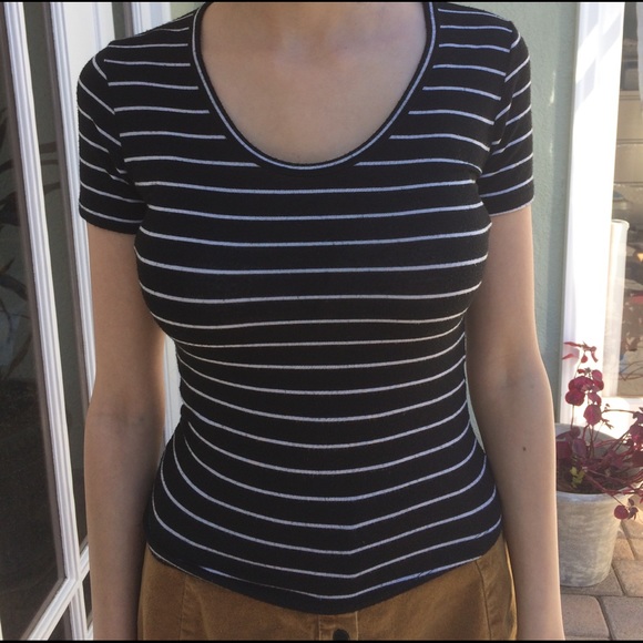 Brandy Melville Tops - Black and white striped crop top