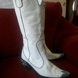 ERIC MICHAEL WHITE COWGIRL BOOTS 7