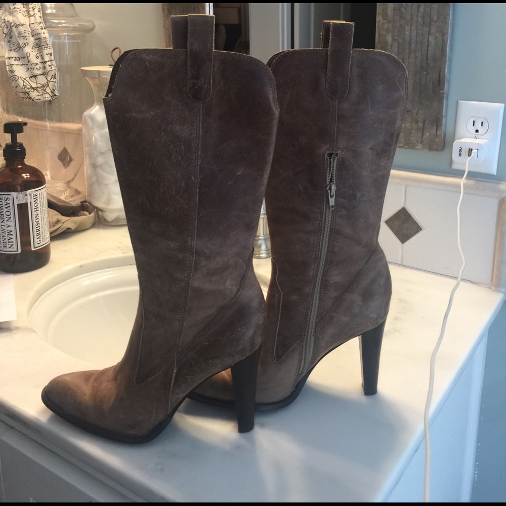 BCBG distressed, brown boots