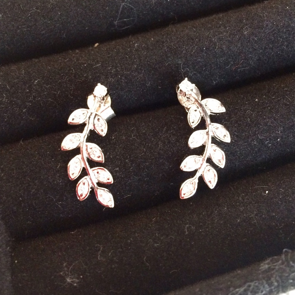 New- CZ Leaf Ear Crawlers in Sterling Silver
