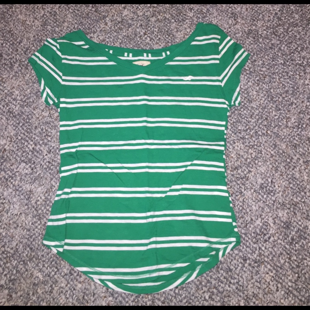 Green and white striped shirt