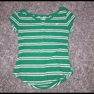 Green and white striped shirt