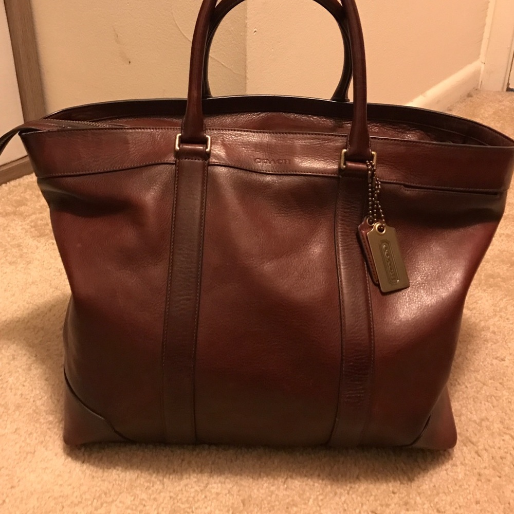 Coach burgundy leather weekender