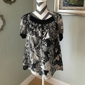 Theory Black and white Floral Top