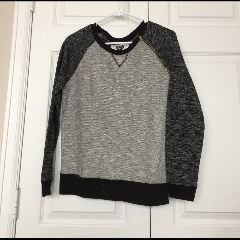Grey baseball sleeve sweatshirt