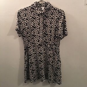 Black dress with white sunflower pattern