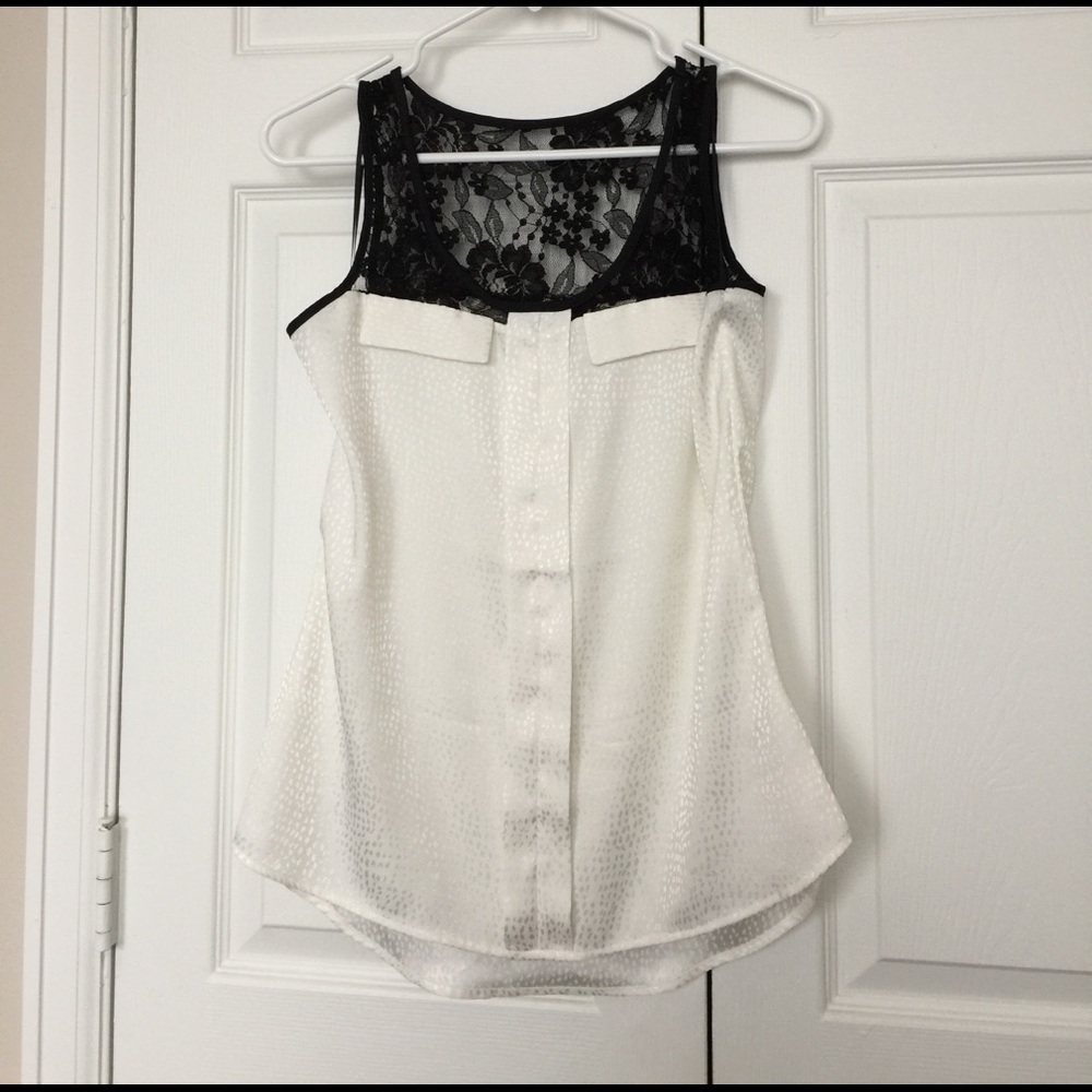 White and black lace tank