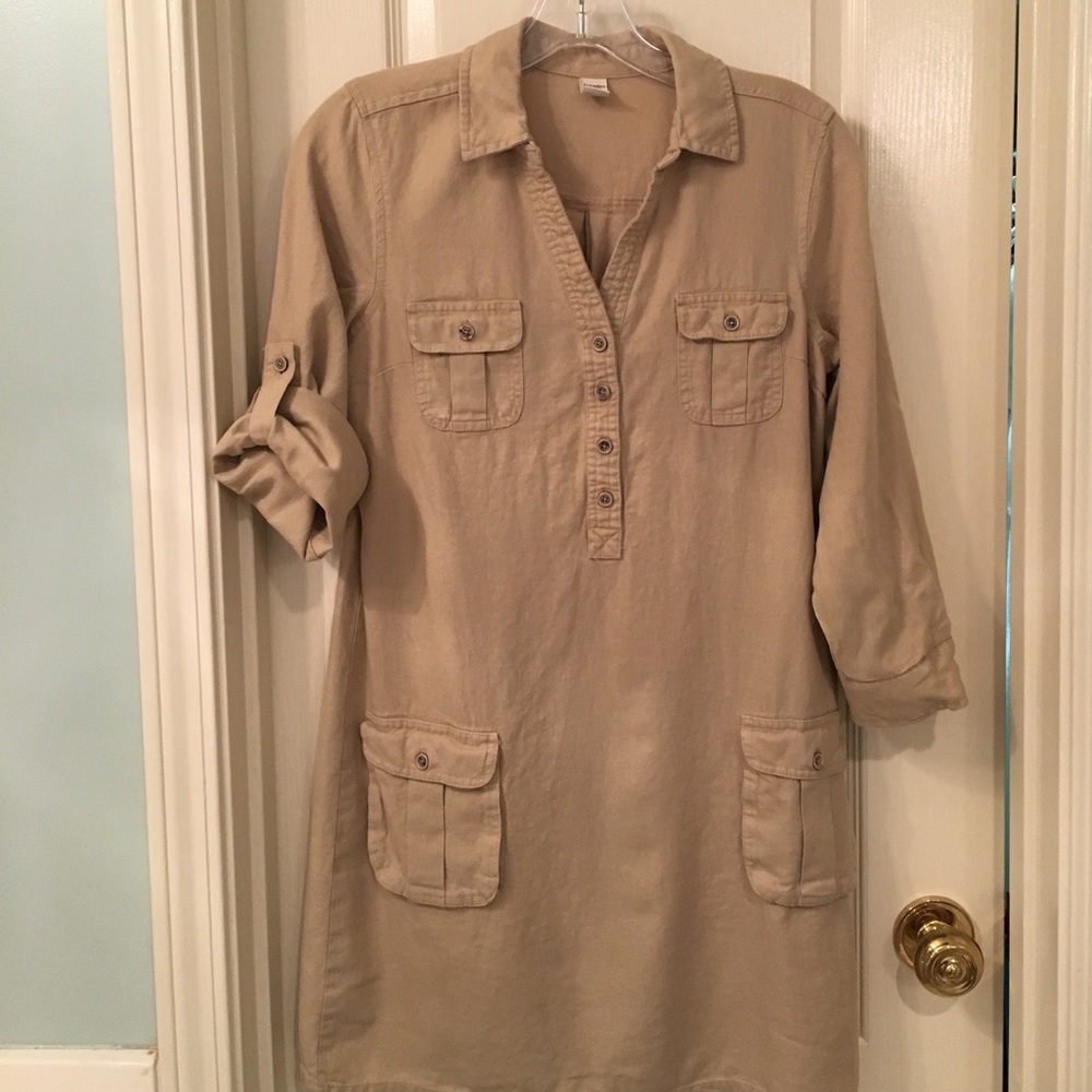 Linen dress khaki color Size S Old Navy