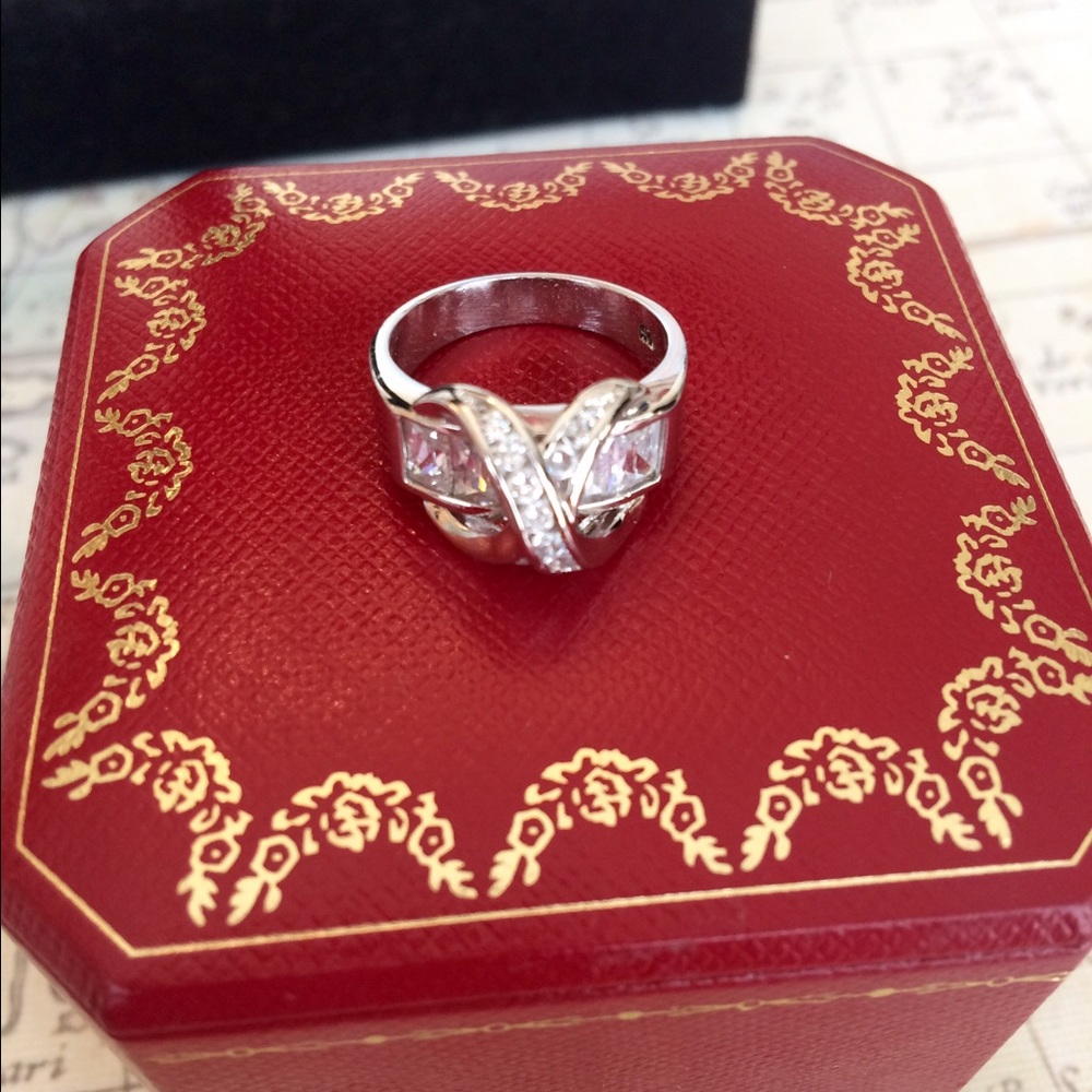 NEW- CZ Ring in Sterling Silver, size 6 in women's