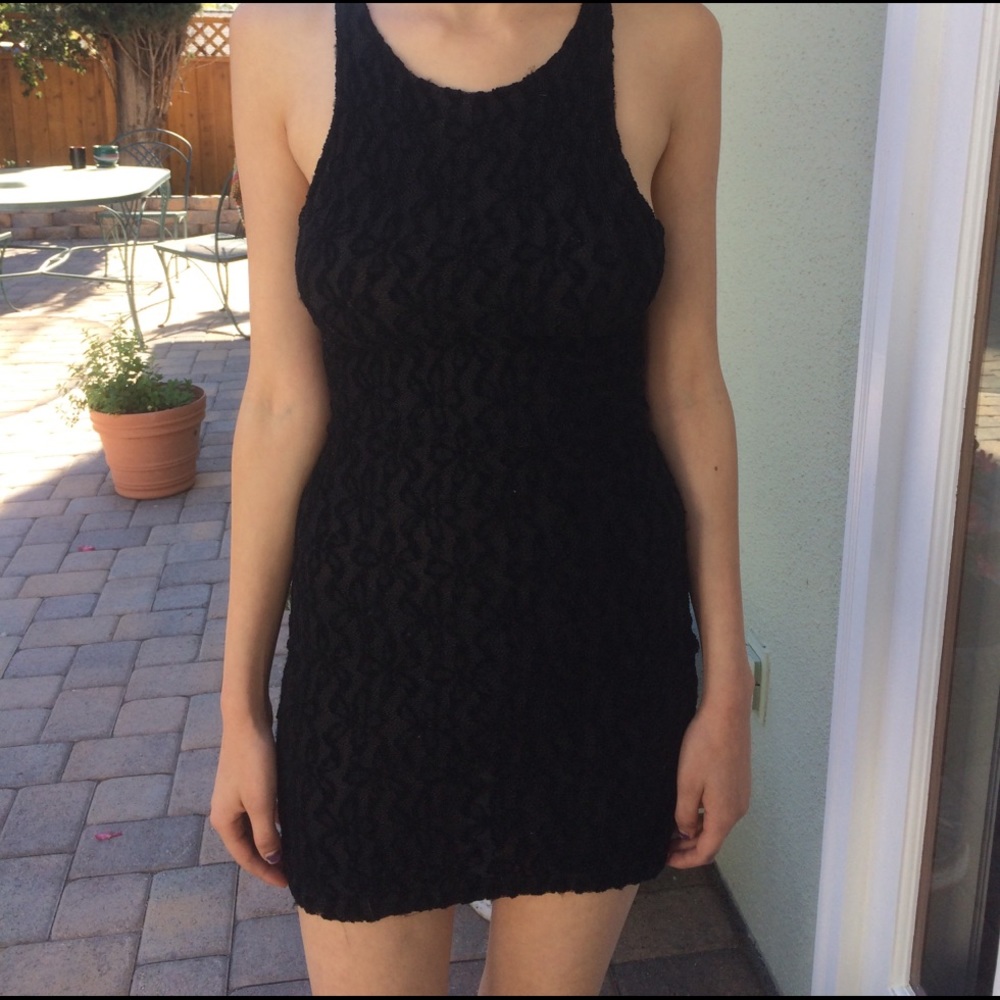 Tight black short floral dress