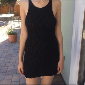 Tight black short floral dress