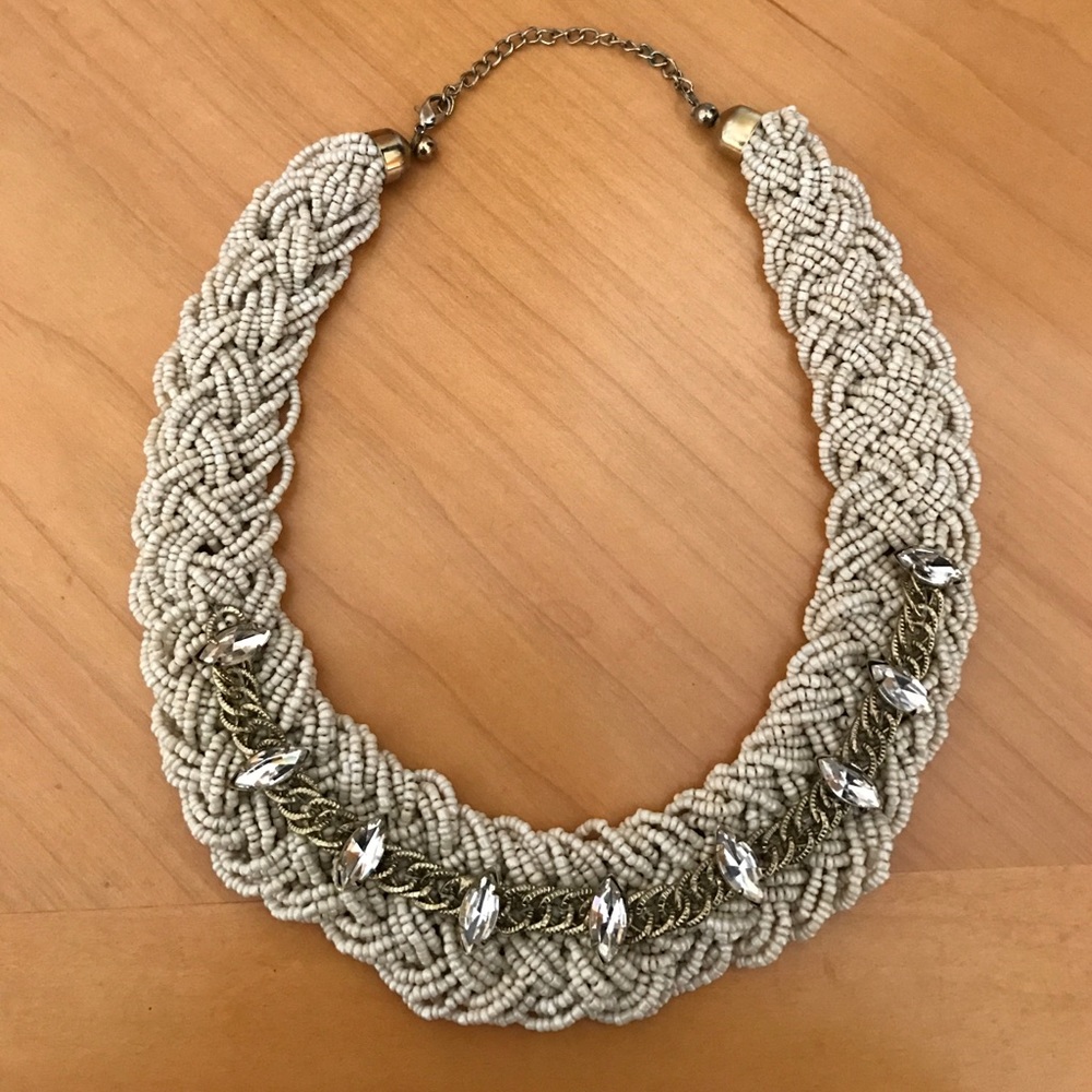 Braided, beaded statement necklace