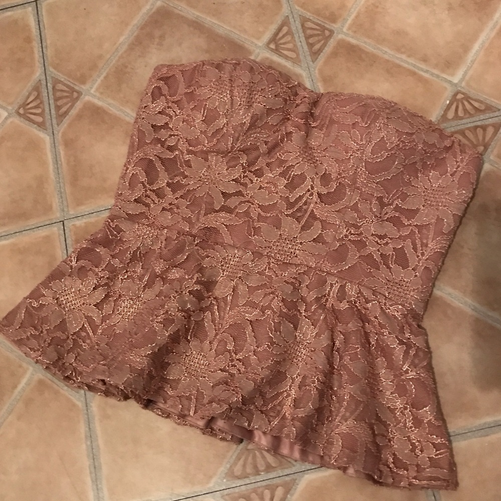 Laced-Out Peplum Strapless Top