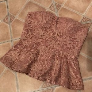 Laced-Out Peplum Strapless Top