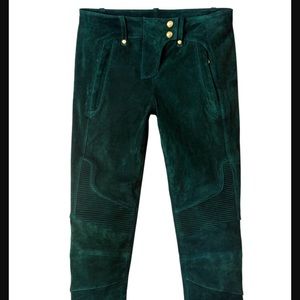 Balmain x H&M green suede pants