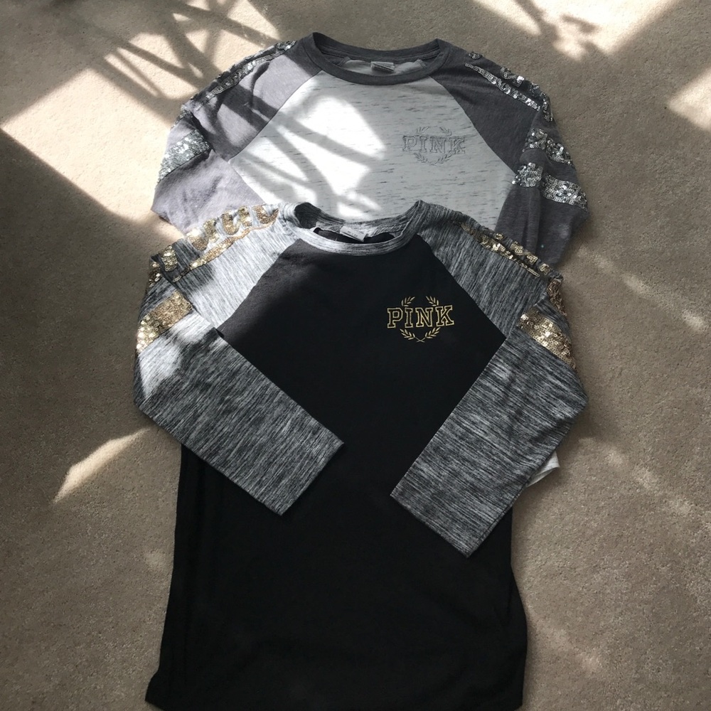 PINK 3/4 Sleeve sequin tees