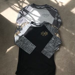 PINK 3/4 Sleeve sequin tees