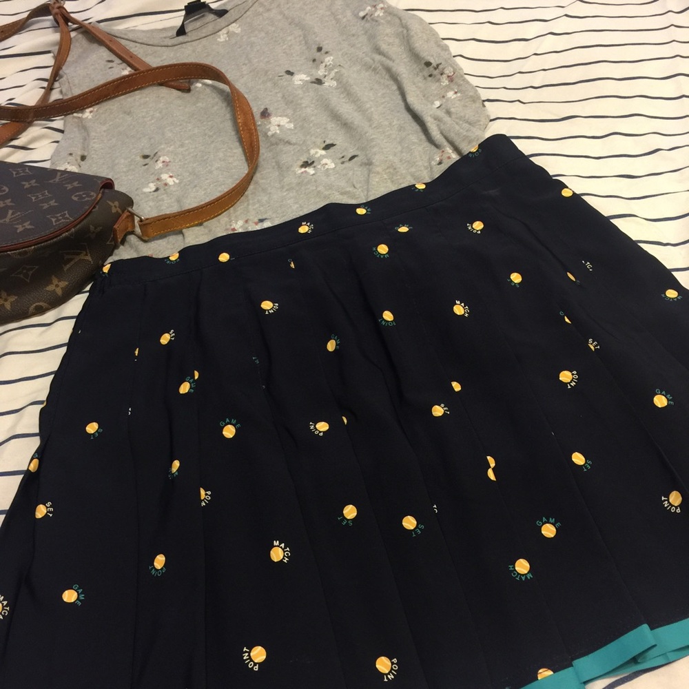 ☠️SOLD☠️ Tennis ball print pleated skirt🎾🎾