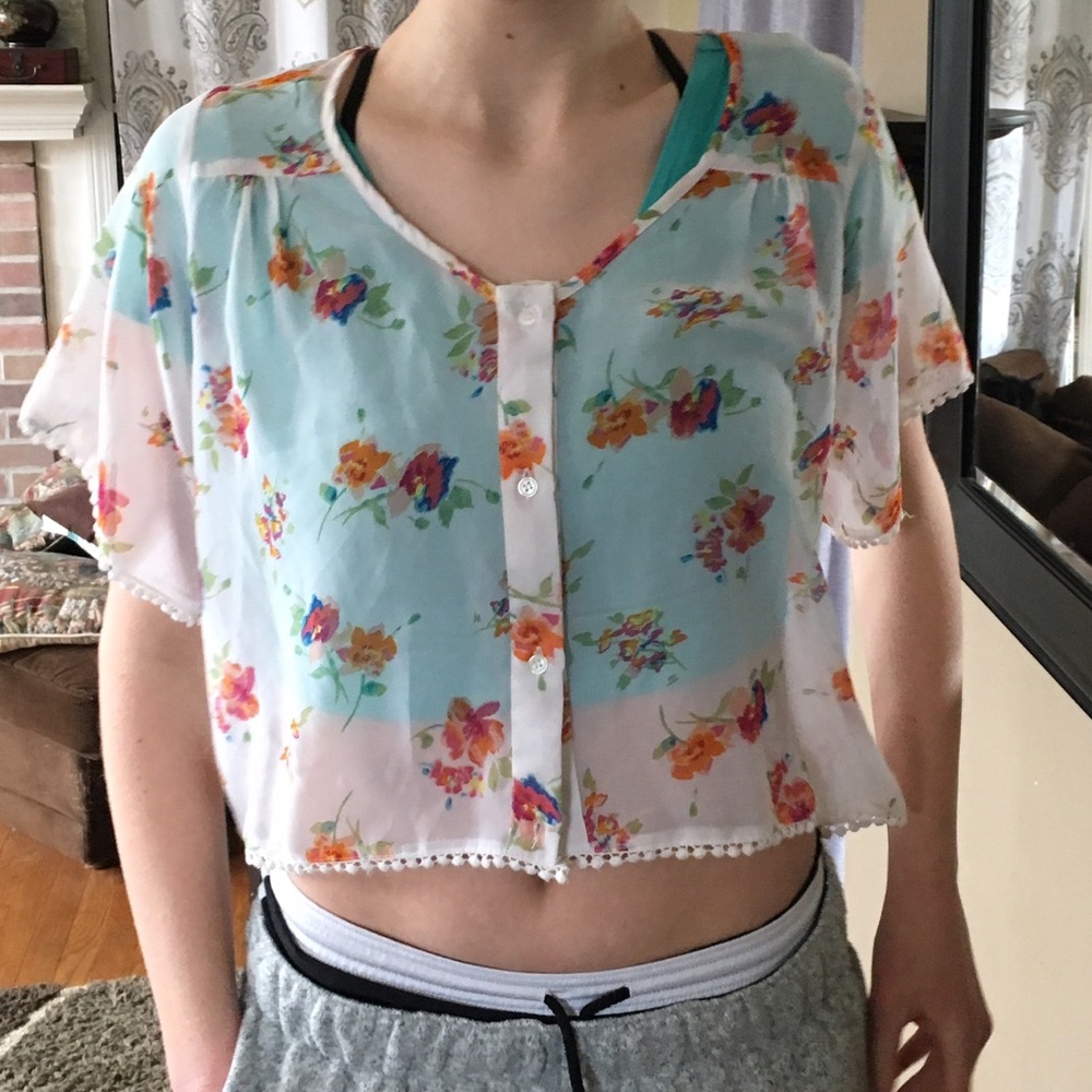 Sheer White Floral Top