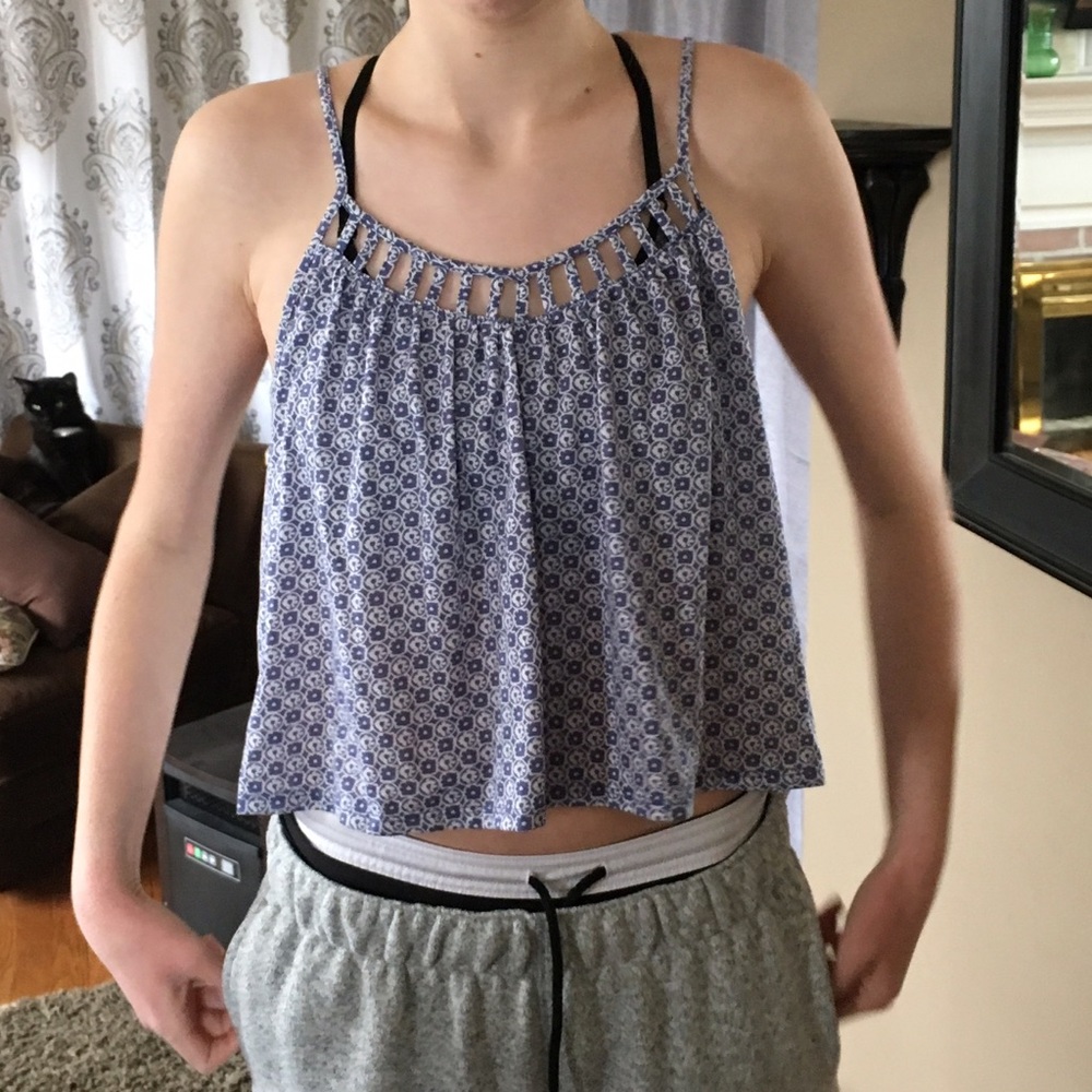Blue and White Tank Top