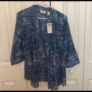 Print blue blouse