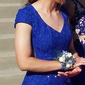 Prom Dress- Blue Lace Dazzling Prom Dress
