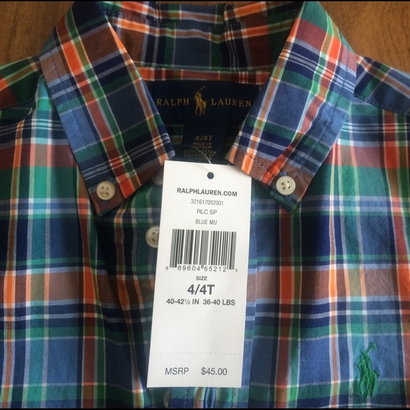 New Ralph Lauren Boys Button Down Plaid Shirt - Picture 2 of 2