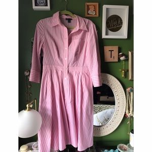 Jones New York Dresses - Jones New York Pink Pinstripe Shirt Dress Jones New York Dresses - Jones New York Pink Pinstripe Shirt Dress