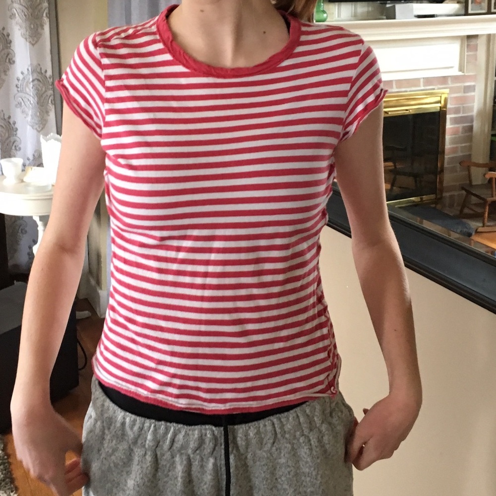 Pink and White Striped Top
