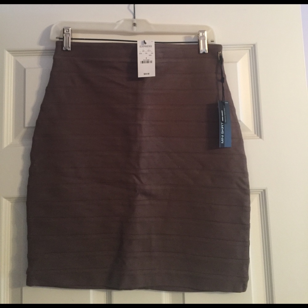 Express brown high waist banded mini skirt