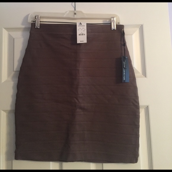 Express brown high waist banded mini skirt - Picture 1 of 3