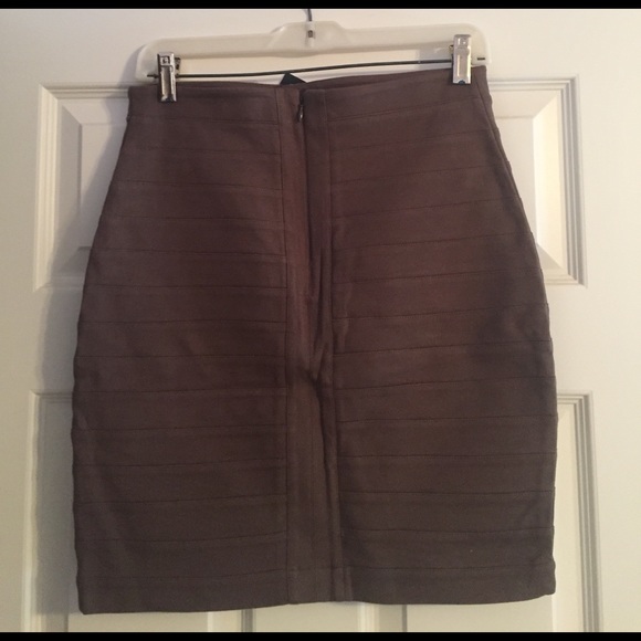 Express brown high waist banded mini skirt - Picture 3 of 3