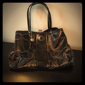 Large patent leather Coach satchel