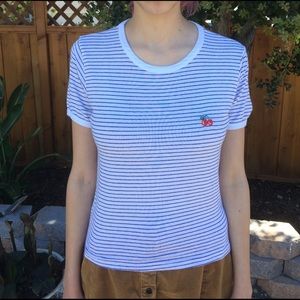 Black and white Striped cherry brandy crop top