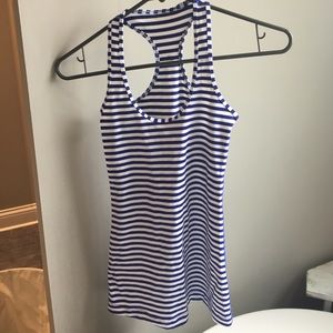 Blue and white striped lululemon tank