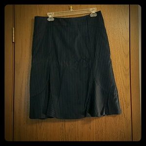 Navy pinstripe flared skirt