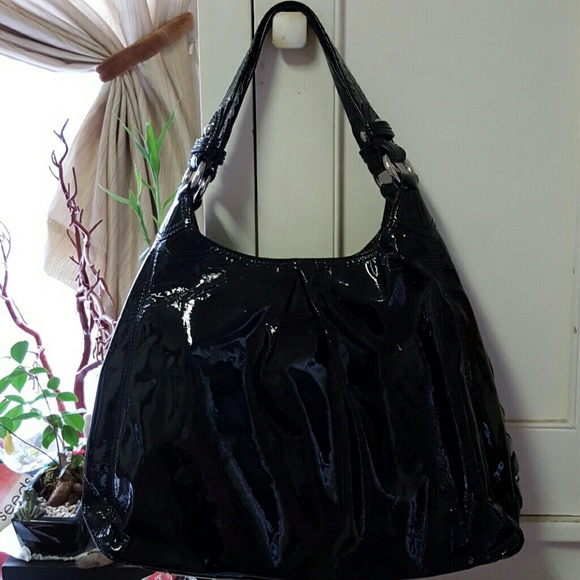 glossy leather bag