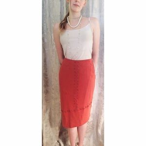 Burnt Orange Suede Studded Skirt