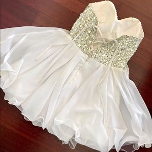 White Sequin Sweetheart Homecoming Dress