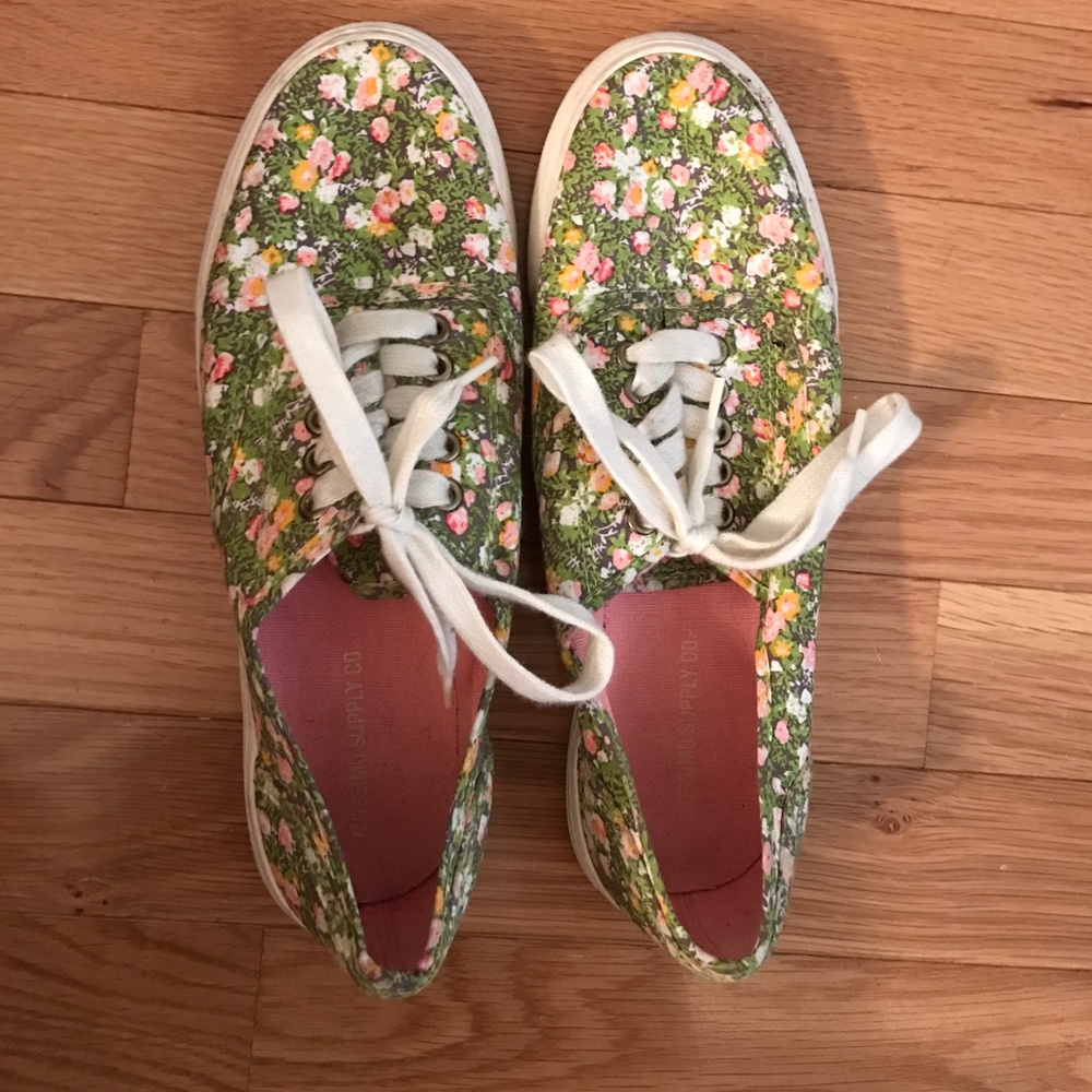 Floral sneakers.