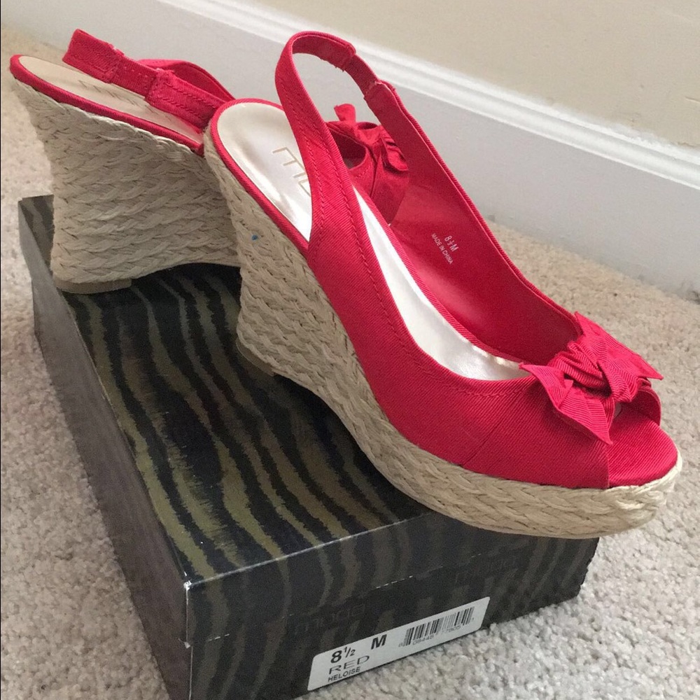 Red high heel wedges