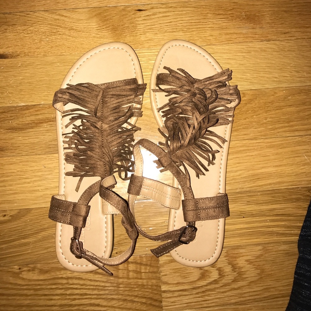 Fringe sandals.