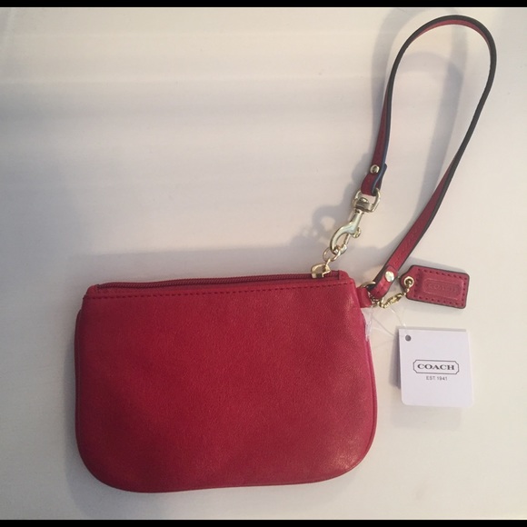 Red leather Coach wristlet - Picture 2 of 3