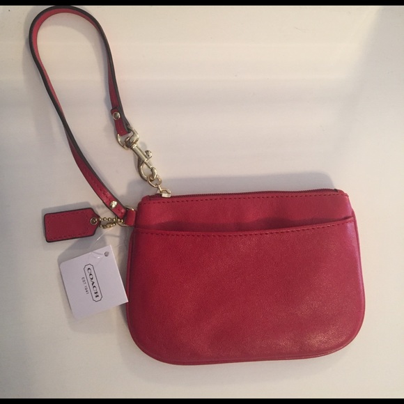 Red leather Coach wristlet - Picture 3 of 3