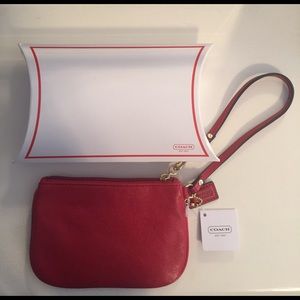 Red leather Coach wristlet
