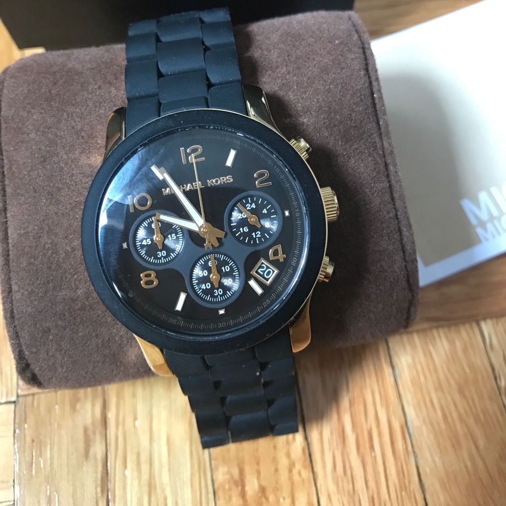 Michael Kors Black Rubber Strap Chronograph Watch