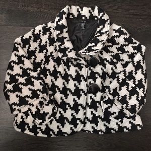 Houndstooth Wide Sleeve Woven Jacket