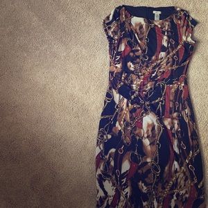 Copper, brown, and Gold CACHE fitted dress